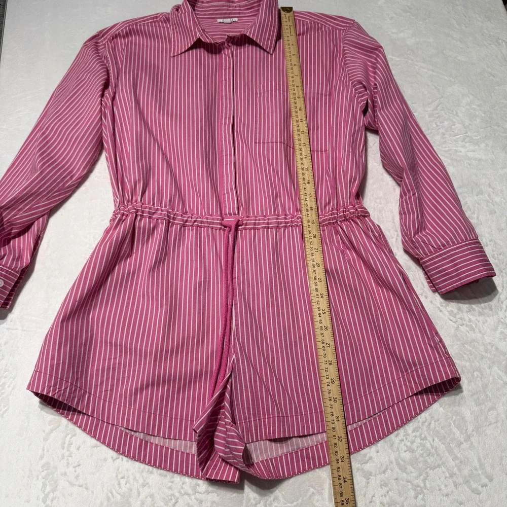 Pistola Striped Cotton Button Down Romper Size M Preppy Coastal Euro Summer
